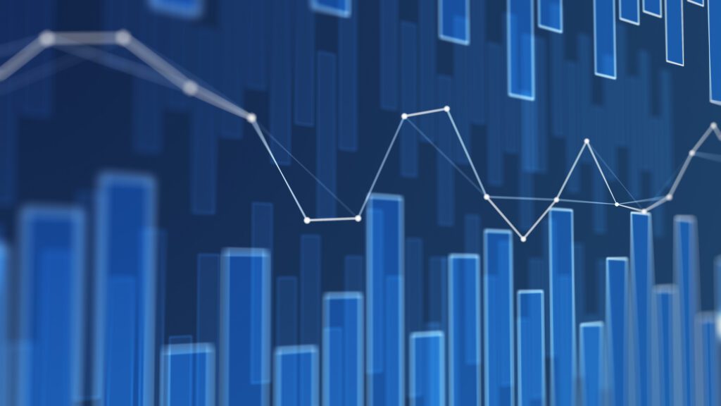 Abstract digital graph with rising trend.