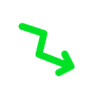 Green zigzag arrow pointing down and right