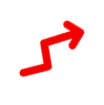 Red zigzag arrow pointing up-right